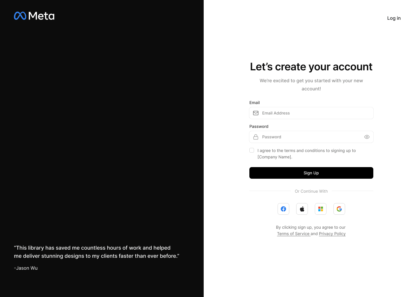 Sign Up template